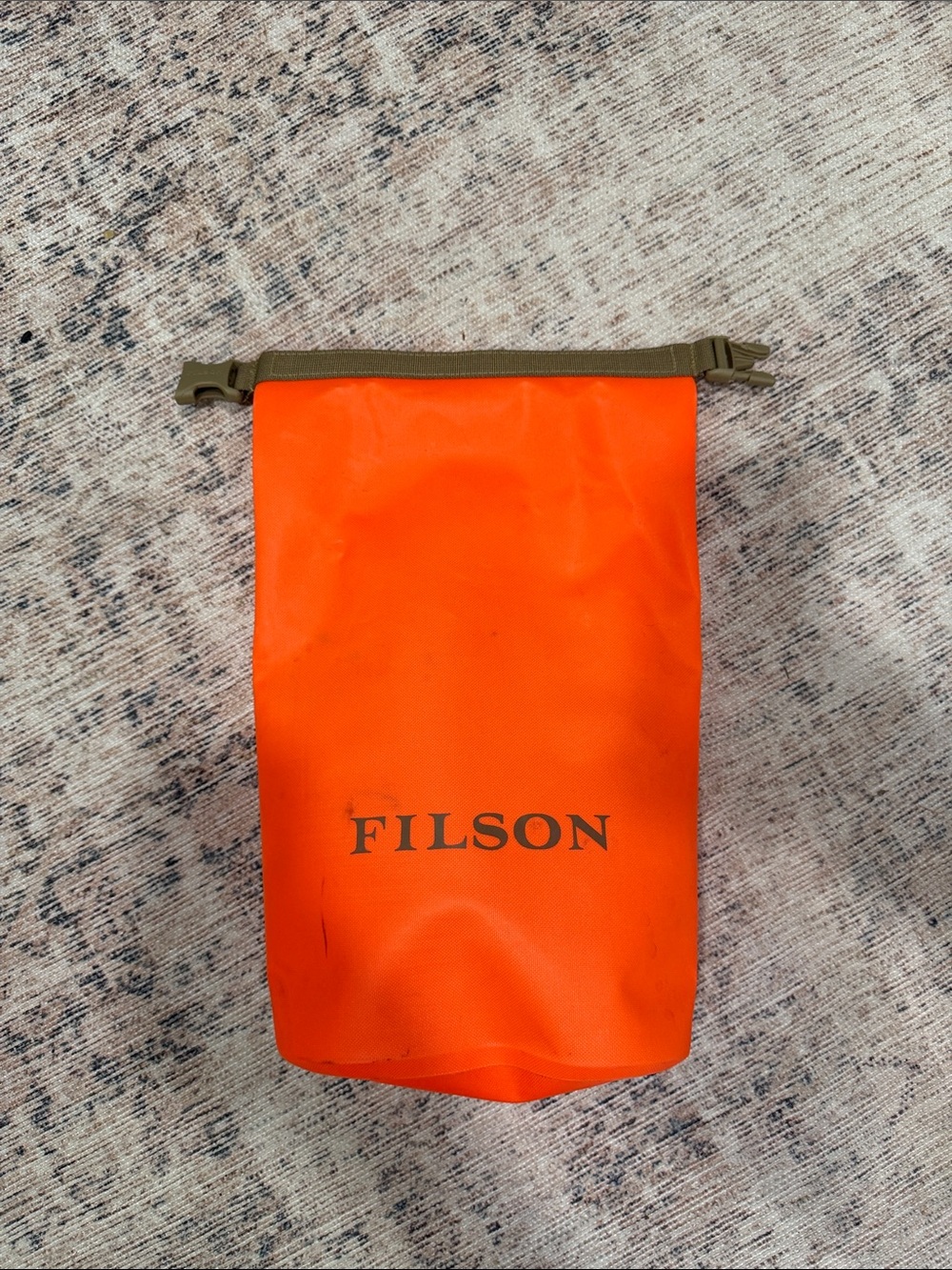 Filson Orange Roll-Top Dry Pouch with Olive Trim